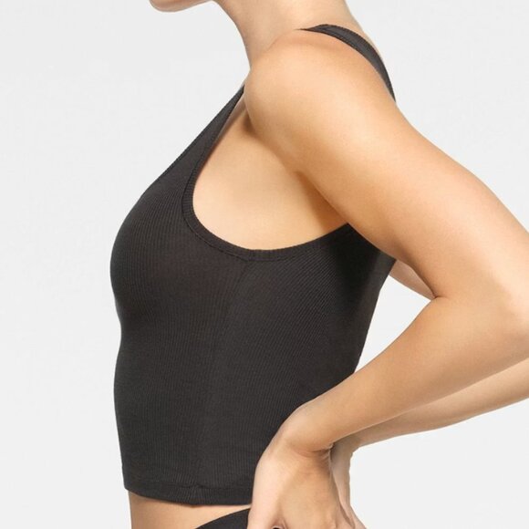 NEW with Tags SKIMS Cotton Rib Tank in Classic Soot Black Size Extra Small - Picture 2 of 7